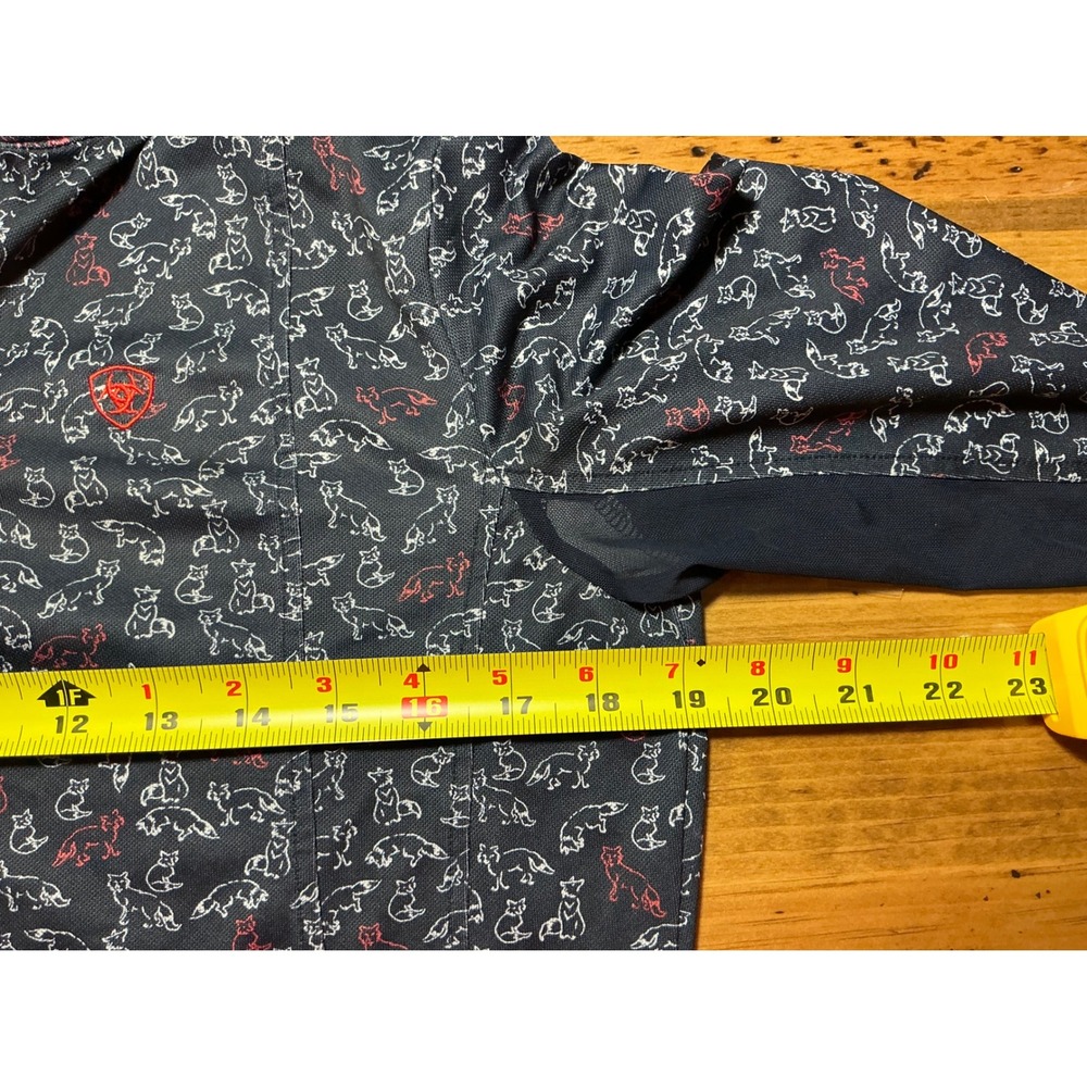 Ariat Women Navy Blue Fox Print AriatTEK Heat Series Quarter Zip Sun Shirt M - Picture 6 of 10